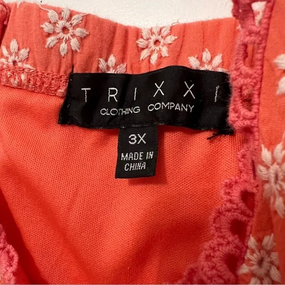 Trixxi Sun Dress Orange Peach White Embroidered Flowers 3X spaghetti straps - Picture 12 of 12